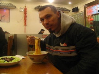 Eating noodles in Beijing